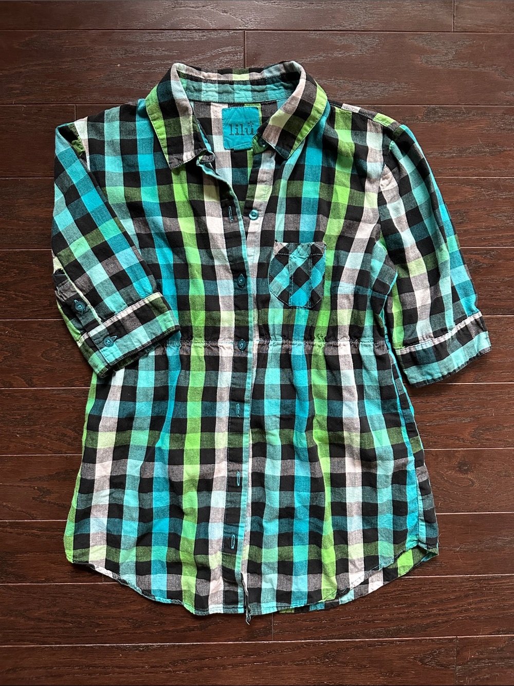 Blue & Green Plaid Button-Up Shirt